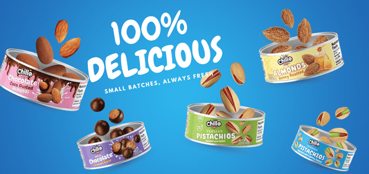 Chilo Foods Premium Nuts & Chocolate Snacks in The Can.