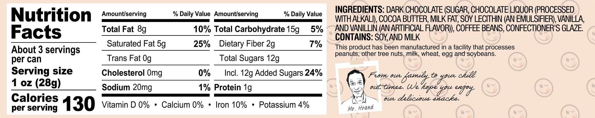 Chocolate Covered Espresso Nutrition Facts